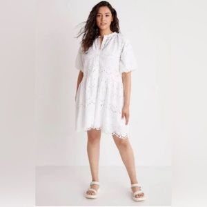 Anthropologie Tallulah White Eyelet Puff Sleeves Mini Dress